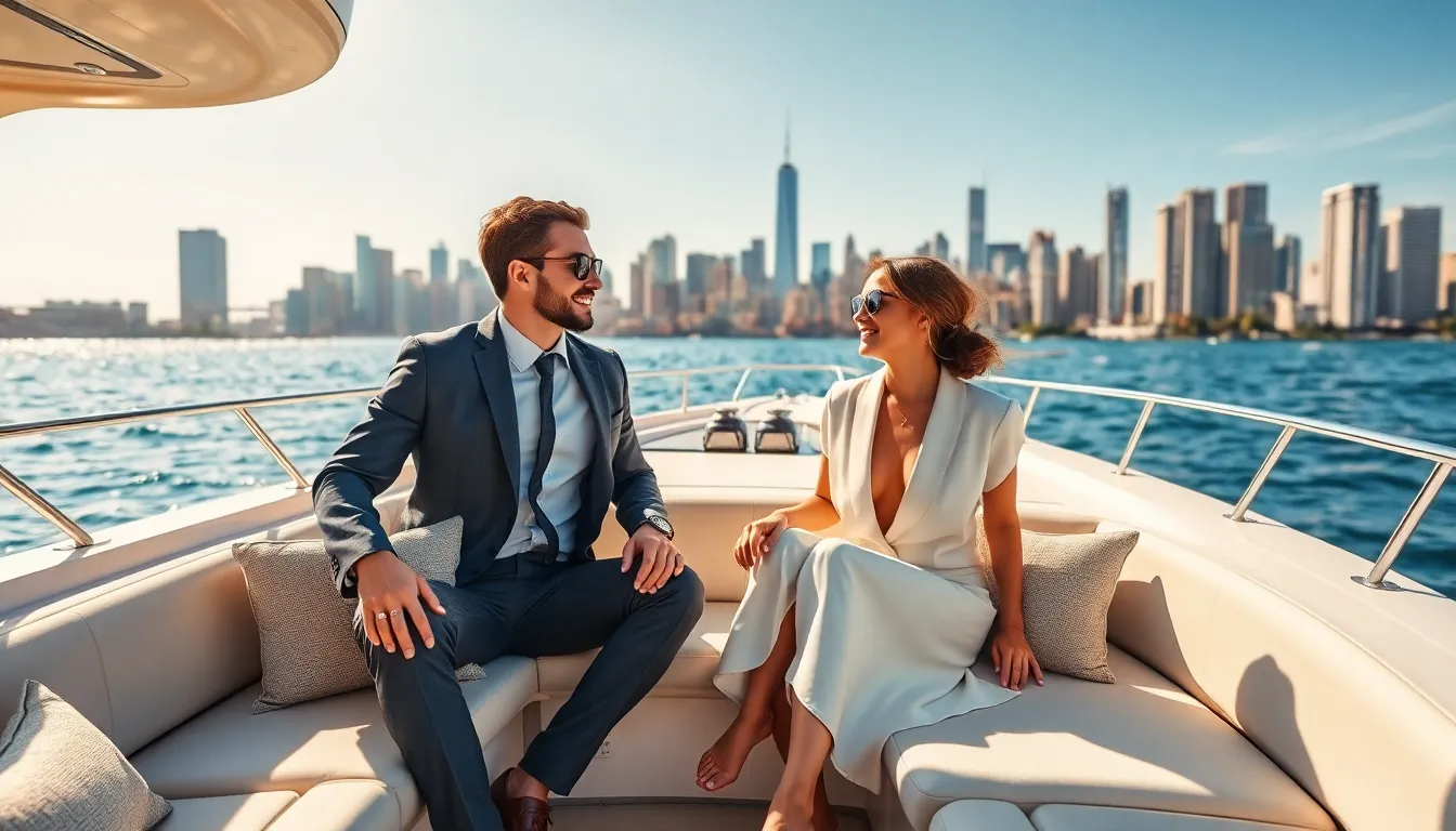 couple enjoying luxury travel on a private yacht in the sun.